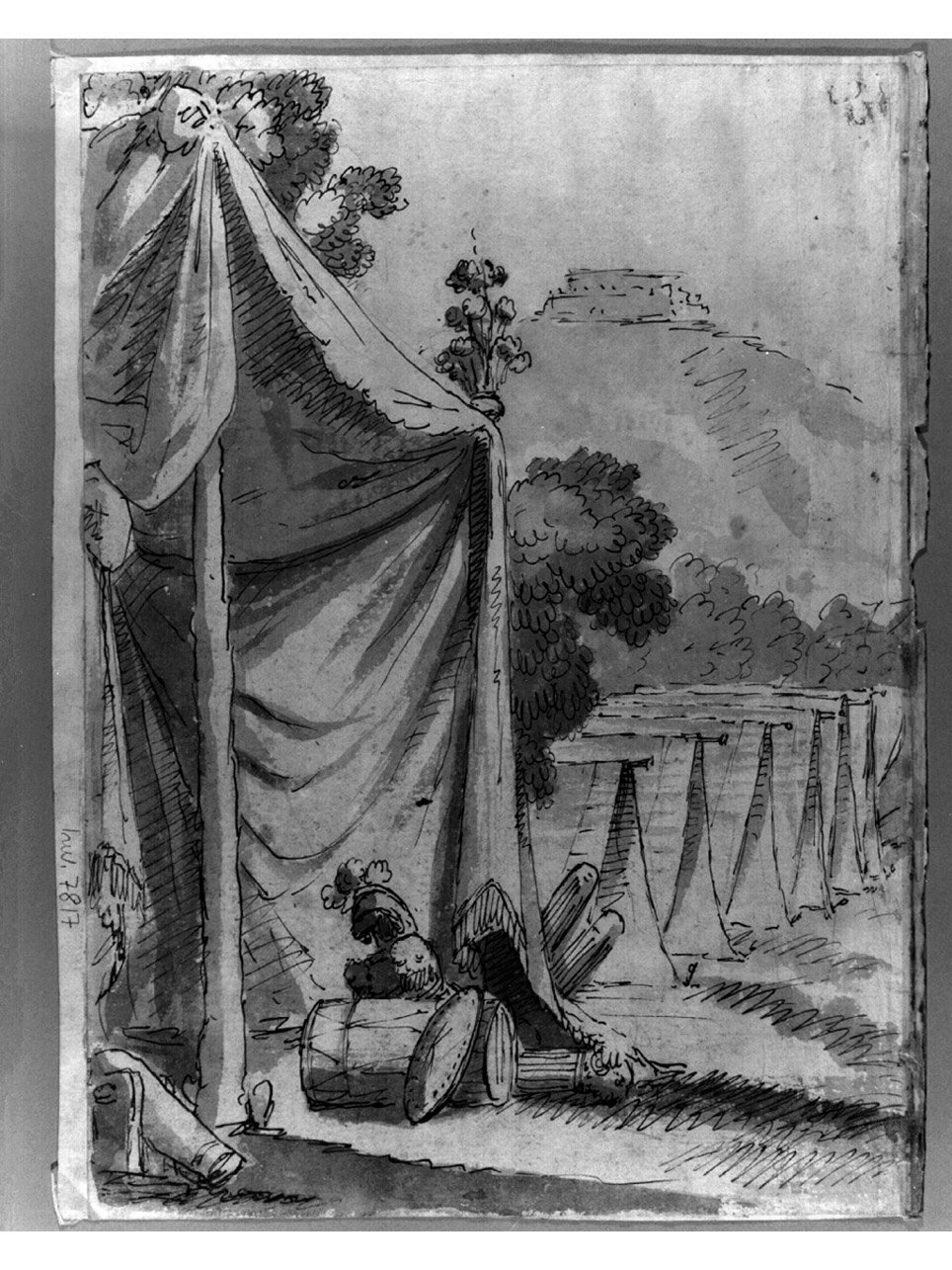 accampamento militare (disegno, elemento d'insieme) di Niccolini Antonio (sec. XIX)