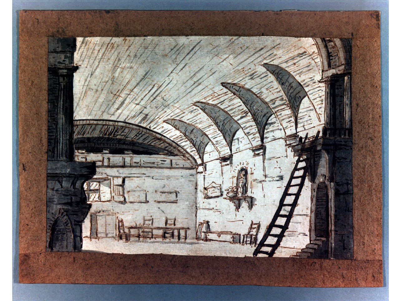 interno rustico (disegno) di Niccolini Antonio (sec. XIX)