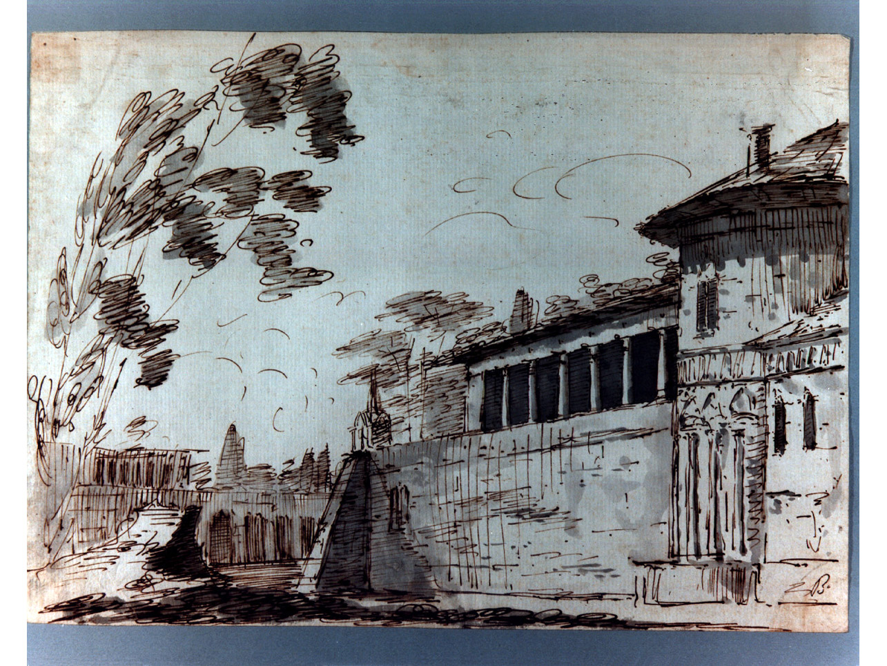 paesaggio con architetture (disegno) di Niccolini Antonio (sec. XIX)