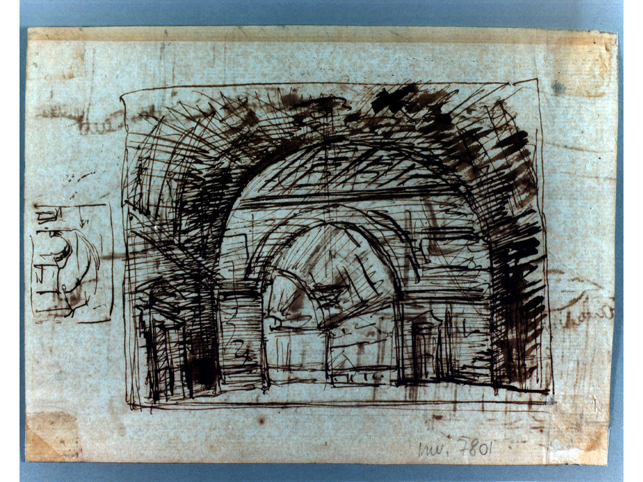 interno di galleria con volta a botte (disegno, elemento d'insieme) di Niccolini Antonio (bottega) (sec. XIX)