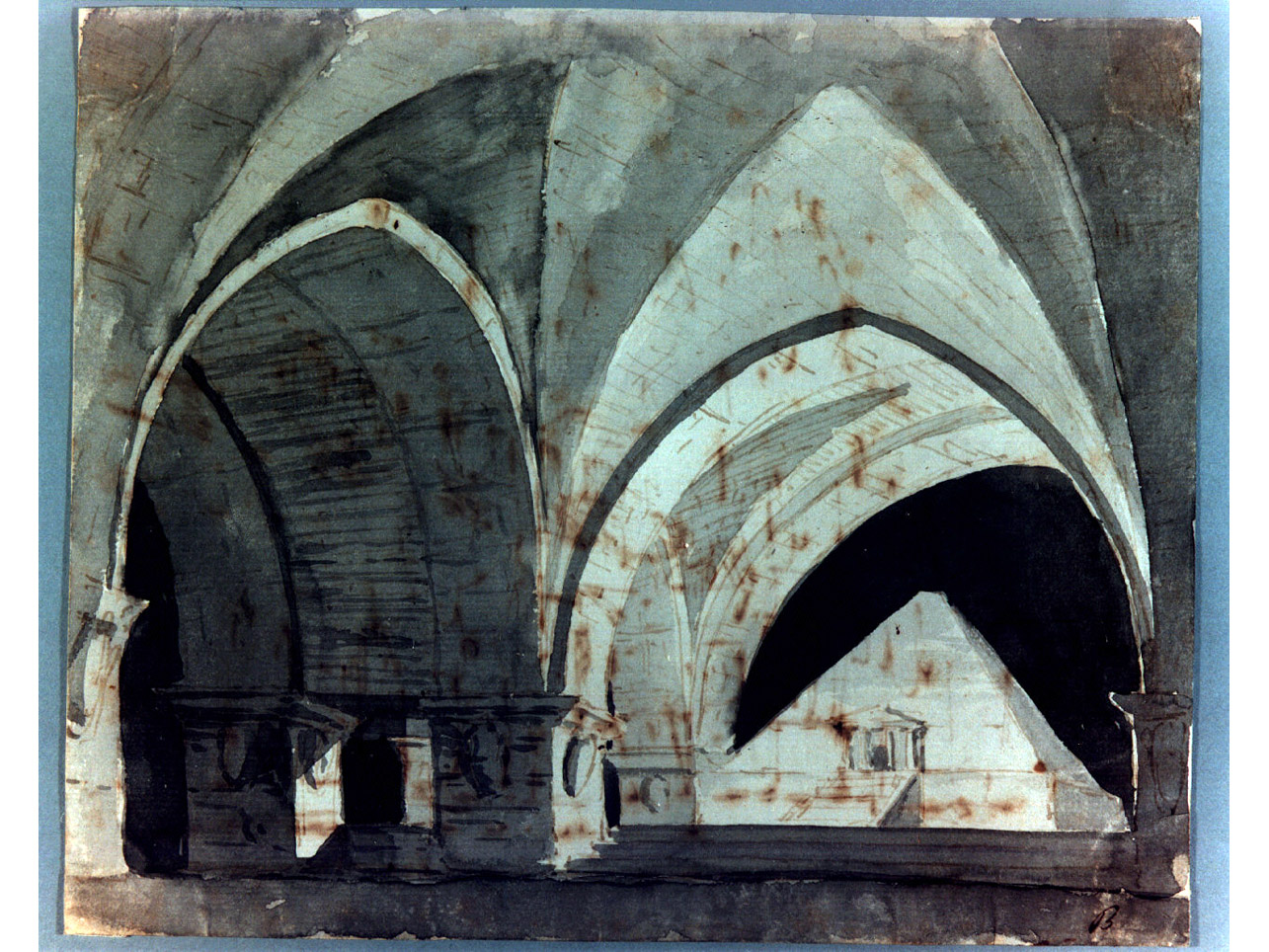 interno con archi (disegno, elemento d'insieme) di Niccolini Antonio (sec. XIX)
