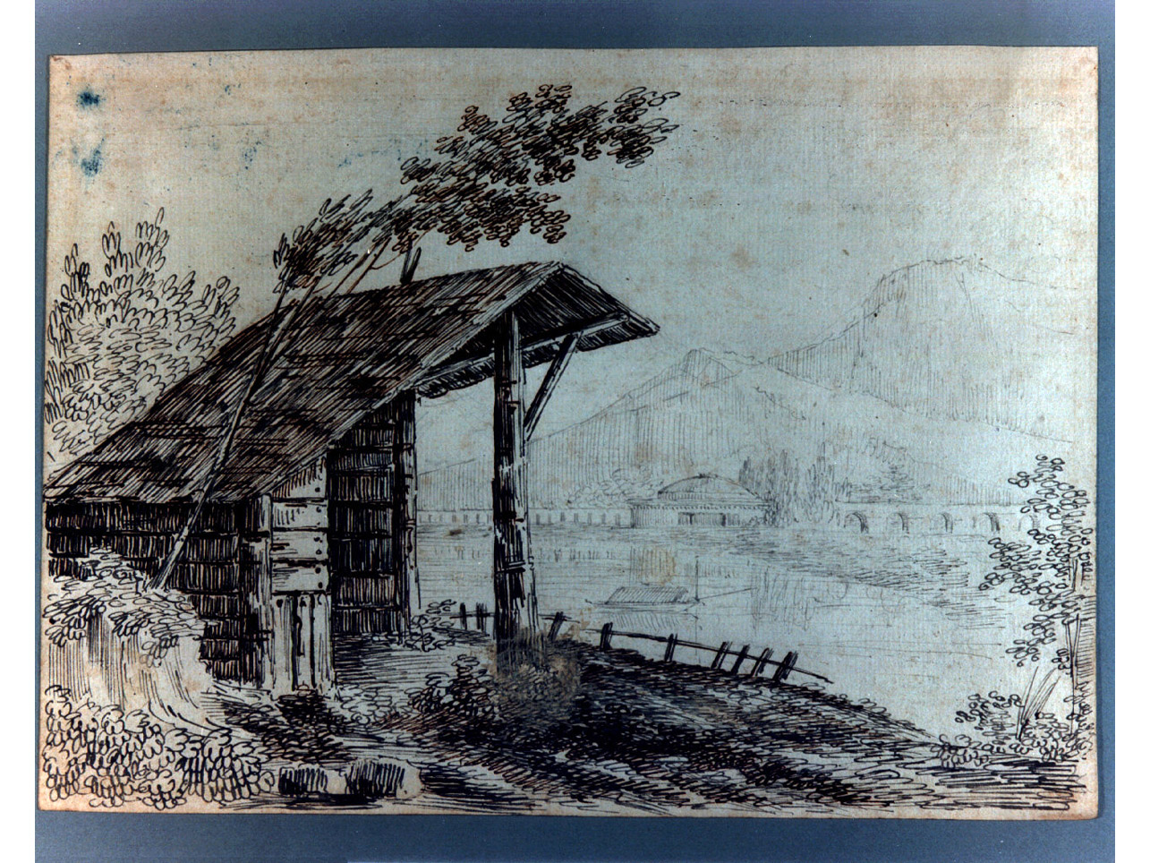 paesaggio fluviale (disegno) di Niccolini Antonio (sec. XIX)