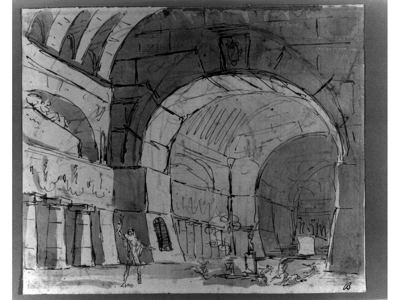 interno con archi (disegno, elemento d'insieme) di Niccolini Antonio (sec. XIX)