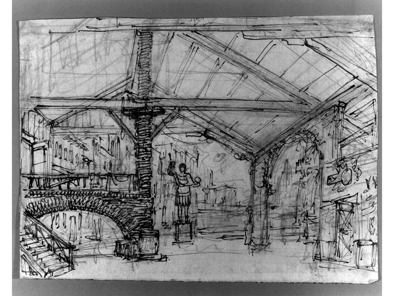 interno rustico (disegno, elemento d'insieme) di Niccolini Antonio (sec. XIX)