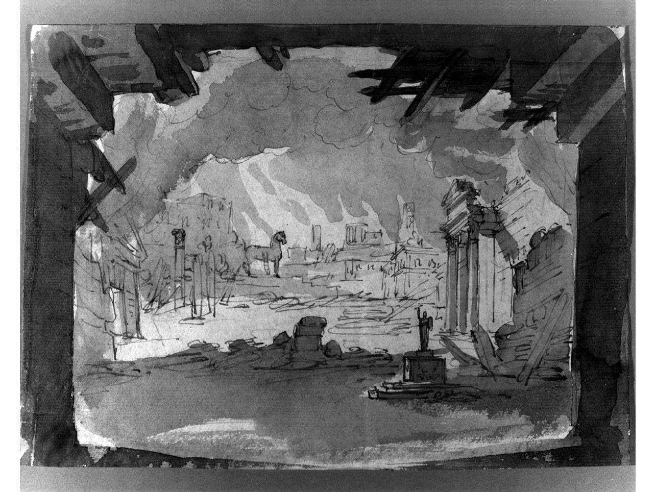 caduta di Troia (disegno) di Niccolini Antonio (sec. XIX)