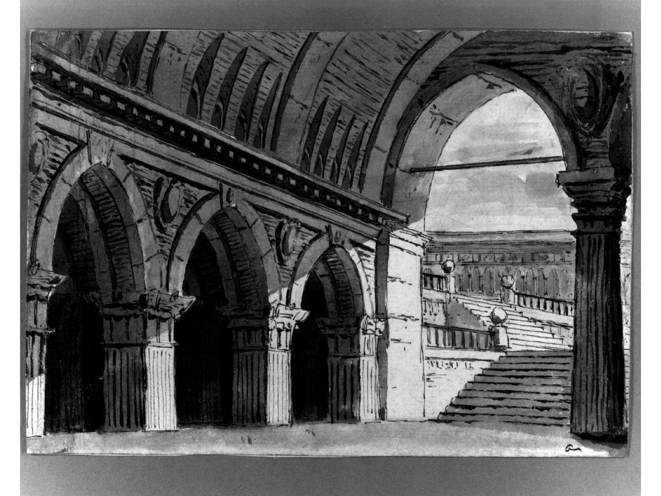 galleria con volta a botte (disegno) di Niccolini Antonio (e aiuti) (sec. XIX)