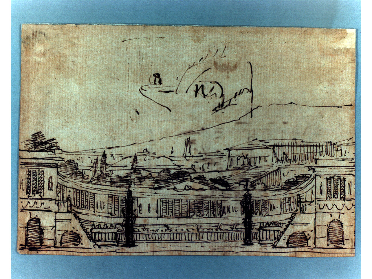 paesaggio con architetture (disegno) di Niccolini Antonio (sec. XIX)