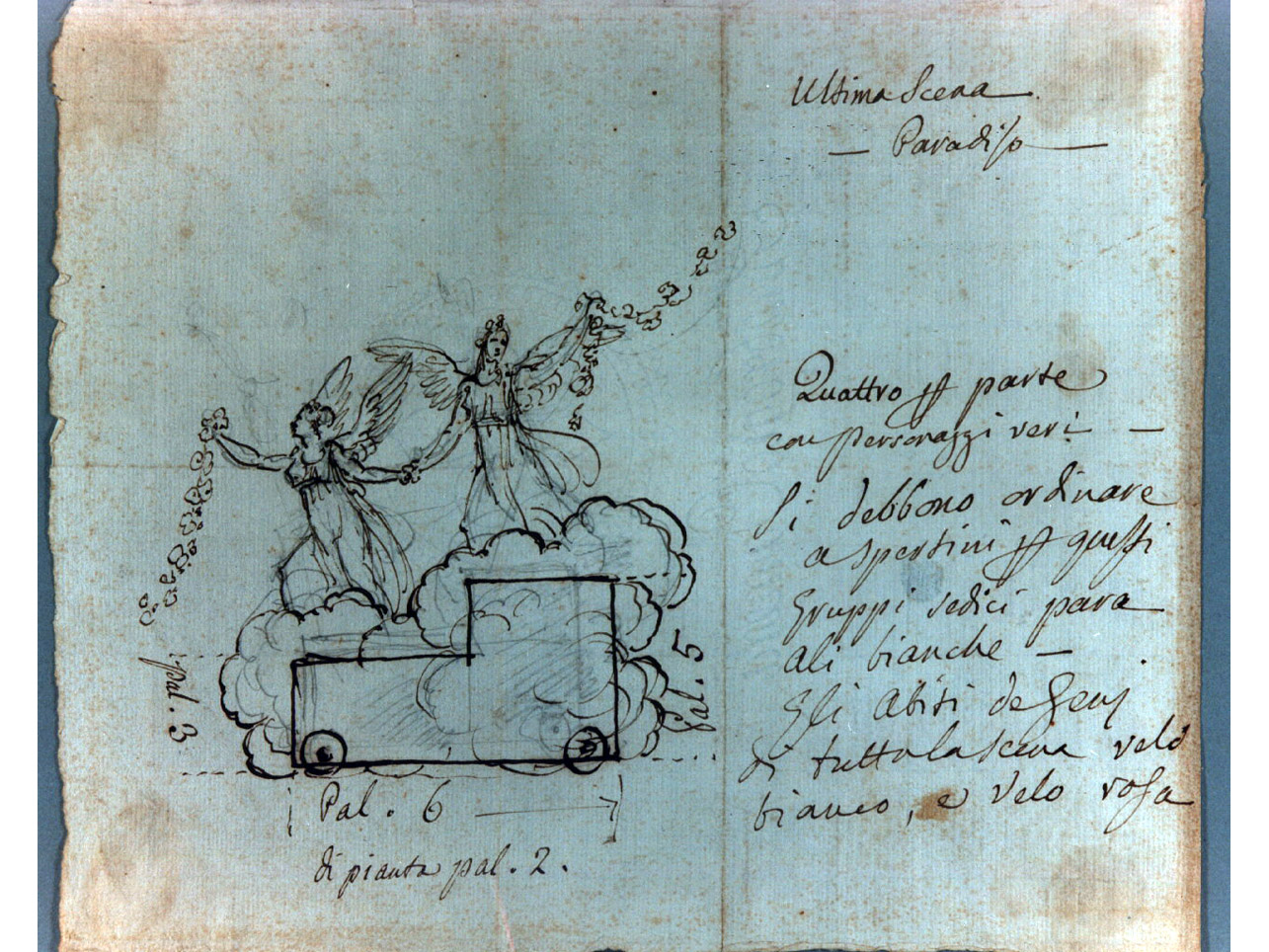 nuvole ed angeli (disegno, elemento d'insieme) di Niccolini Antonio (sec. XIX)