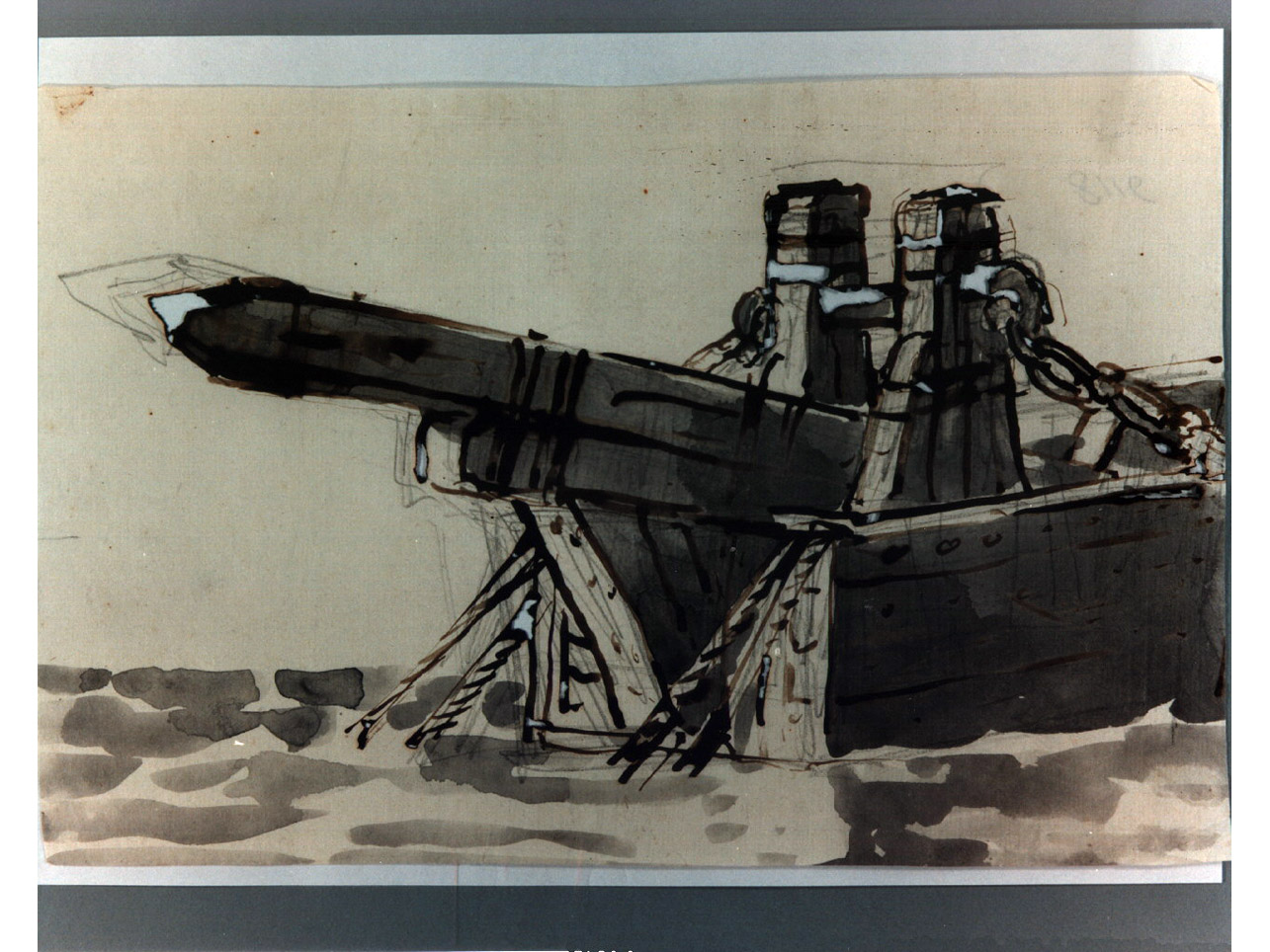 sbarramento difensivo (disegno, elemento d'insieme) di Niccolini Antonio (sec. XIX)