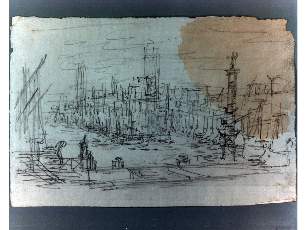 porto di città (disegno, elemento d'insieme) di Niccolini Antonio (sec. XIX)