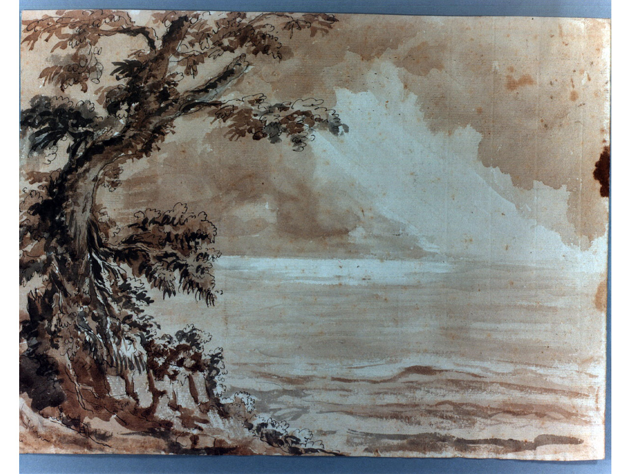 paesaggio marino (disegno) di Niccolini Antonio (sec. XIX)