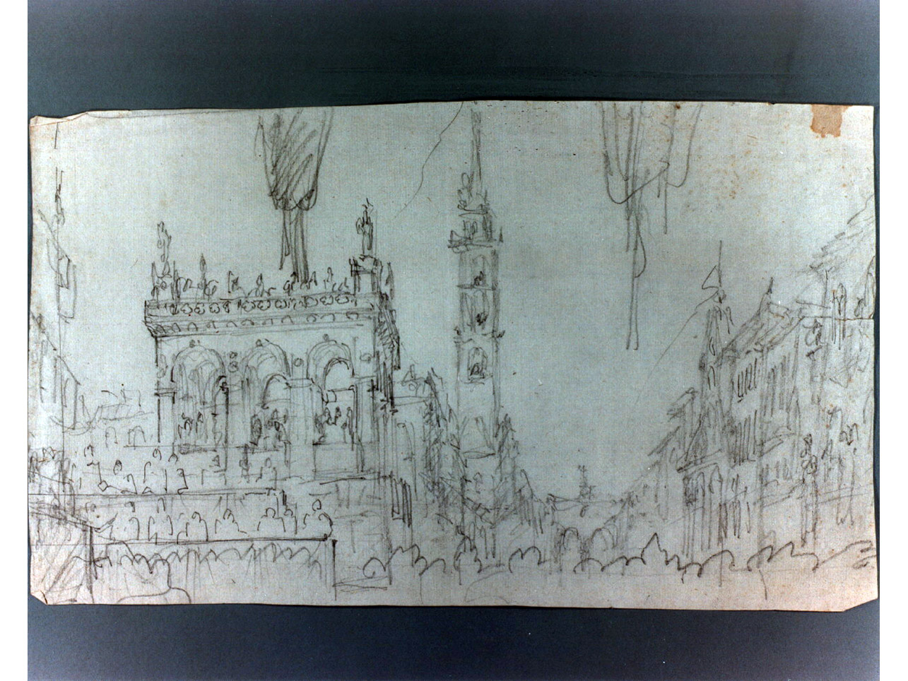 tribuna con la folla (disegno) di Niccolini Antonio (sec. XIX)