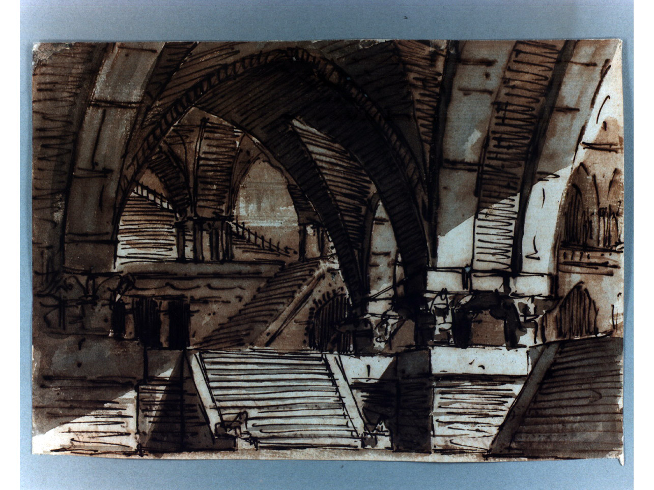 interno gotico (disegno) di Niccolini Giuseppe (sec. XIX)