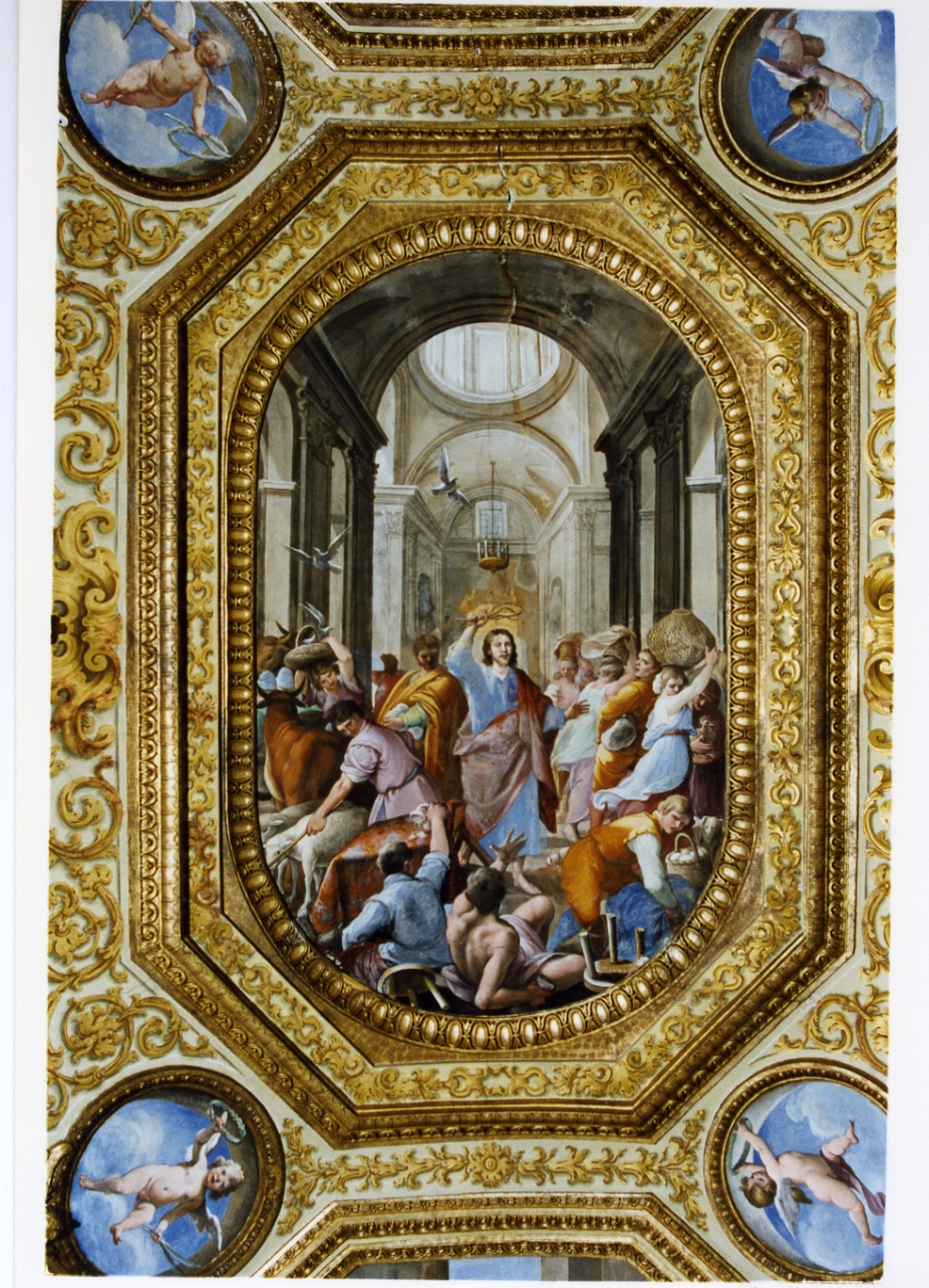 Cristo caccia i mercanti dal tempio (dipinto) di Corenzio Belisario (sec. XVII)