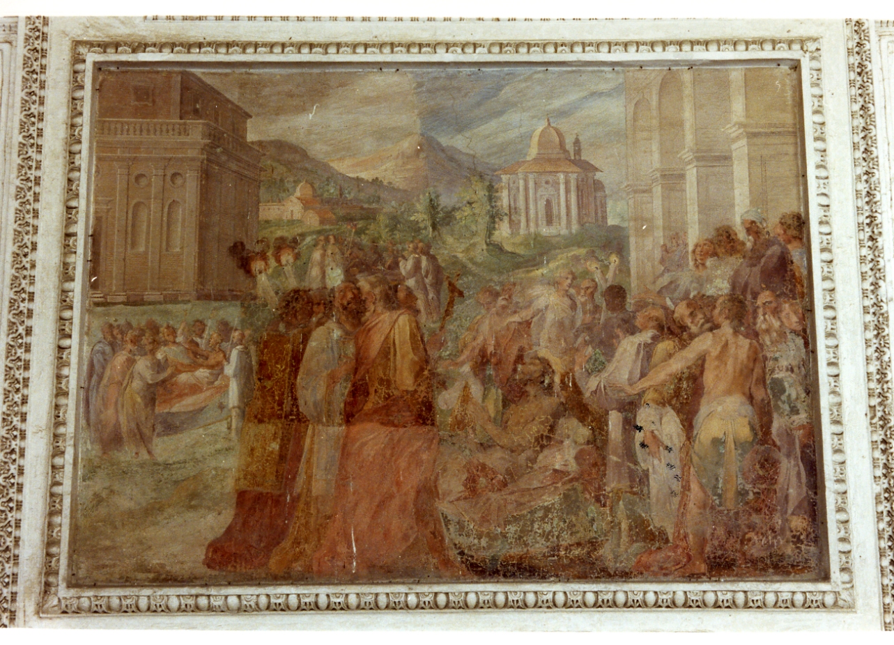 prodigio della morte del canonico Raymond Diocres (dipinto) di Baglione Giovanni (sec. XVI)