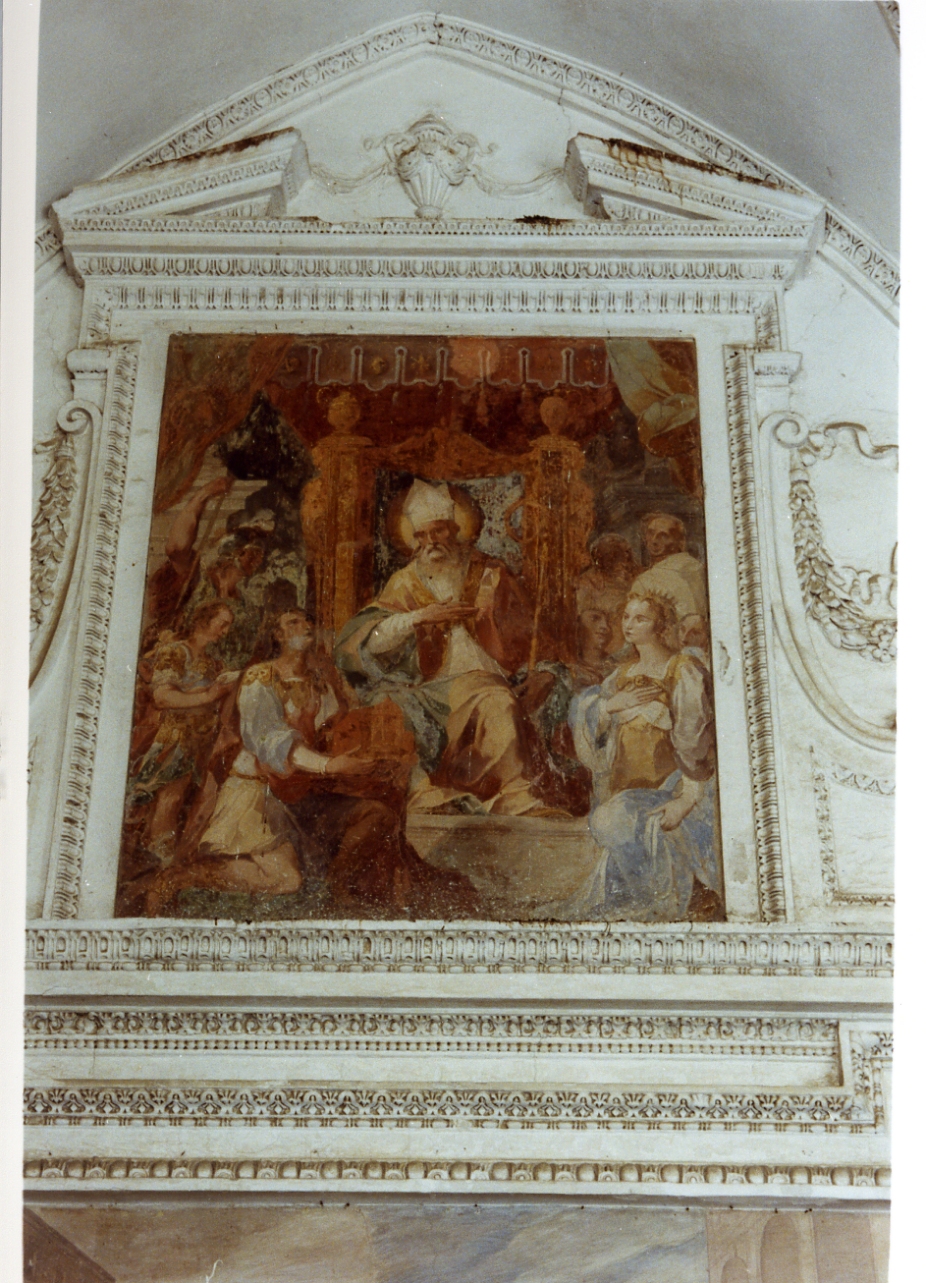 Carlo l'Illustre che offre la chiesa al vescovo San Martino (dipinto) di Baglione Giovanni (sec. XVI)