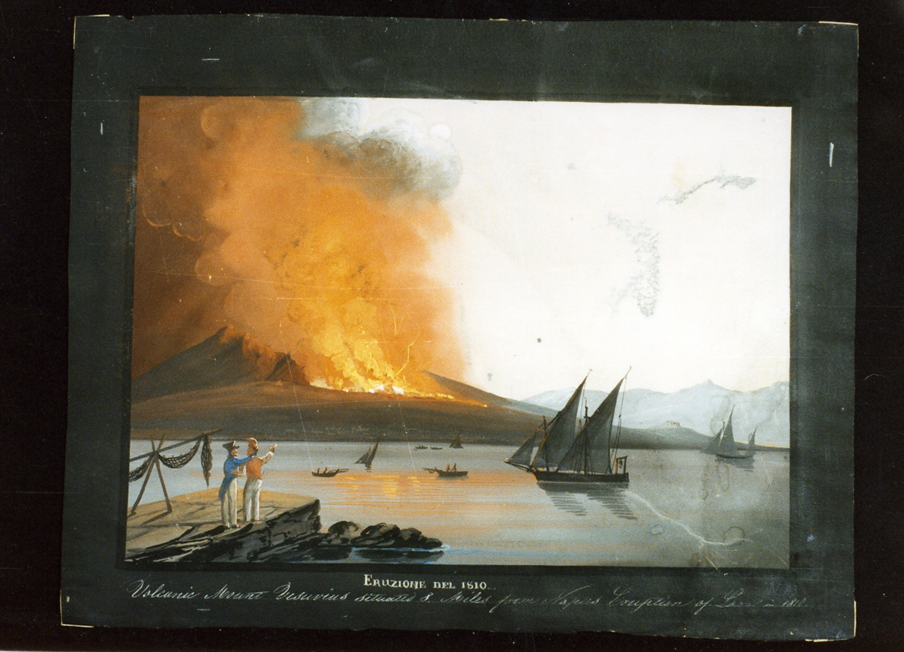 eruzione del 1810, paesaggio marino (dipinto) - ambito inglese (sec. XIX)