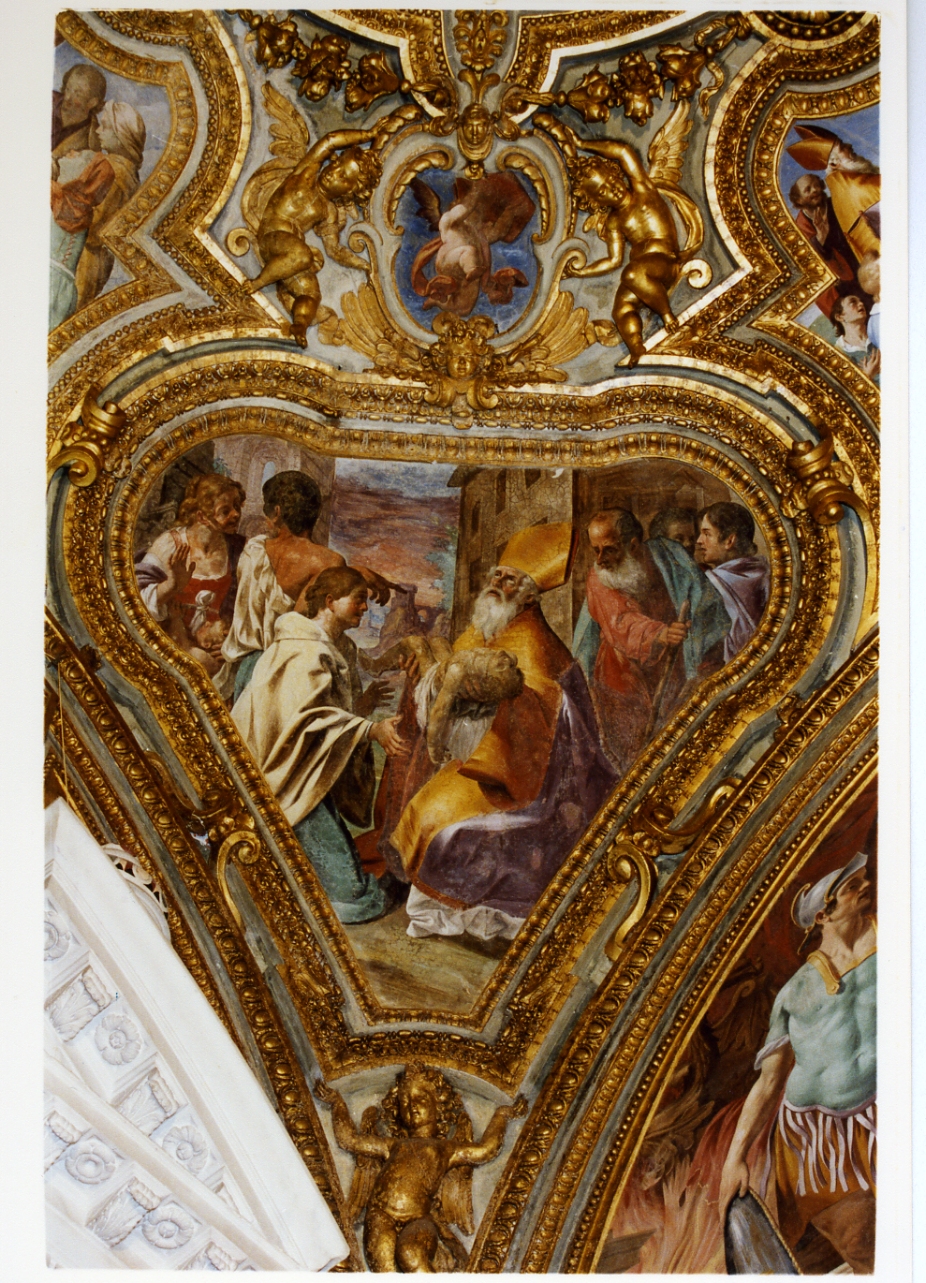San Martino che resuscita il bambino morente (dipinto) di Finoglio Paolo Domenico (sec. XVII)