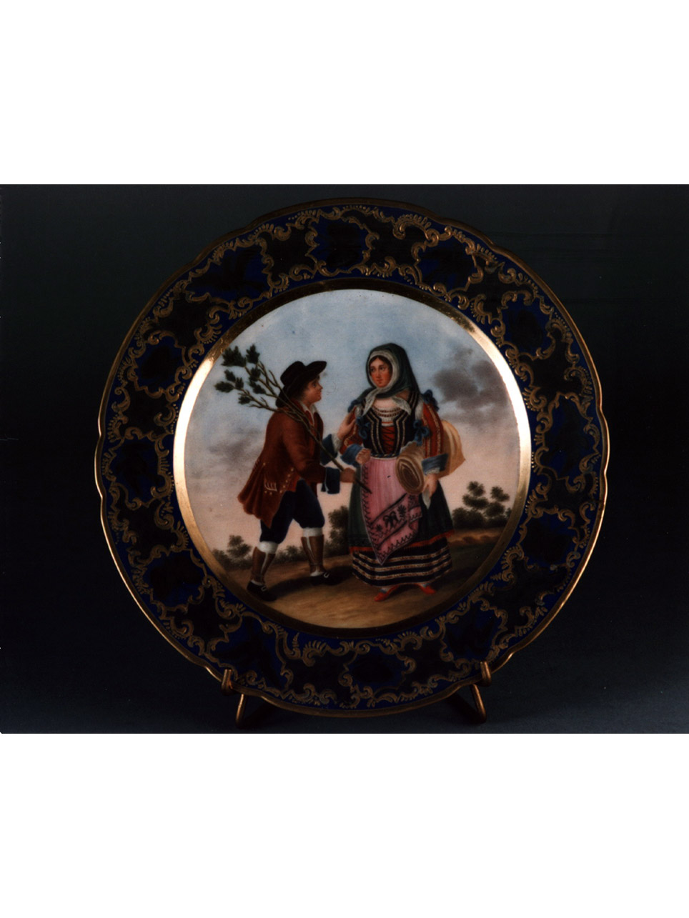 scena campestre con figure (piatto) di Giovine Raffaele - manifattura napoletana, manifattura francese (sec. XIX)