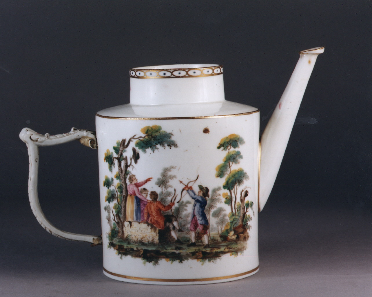 scena campestre con figure (caffettiera) - manifattura tedesca (prima metà sec. XIX)