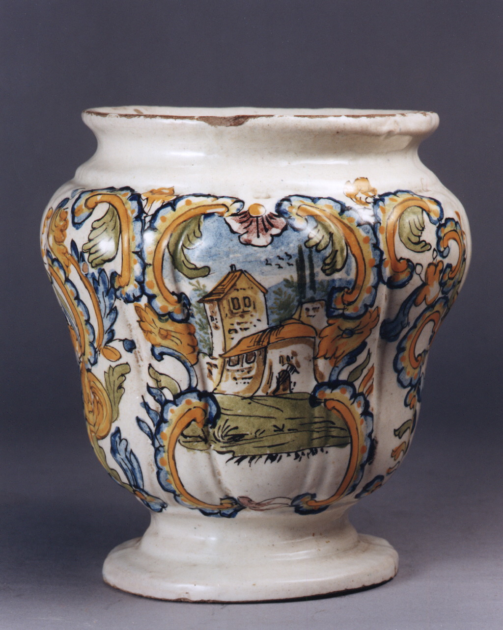 paesaggio con architetture (vaso) - manifattura di Cerreto Sannita (?) (sec. XVIII)