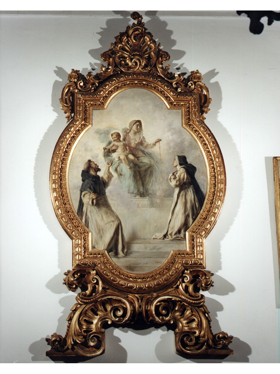 Madonna del Rosario con San Domenico Santa Caterina da Siena (dipinto) di Volpe Vincenzo (sec. XIX)