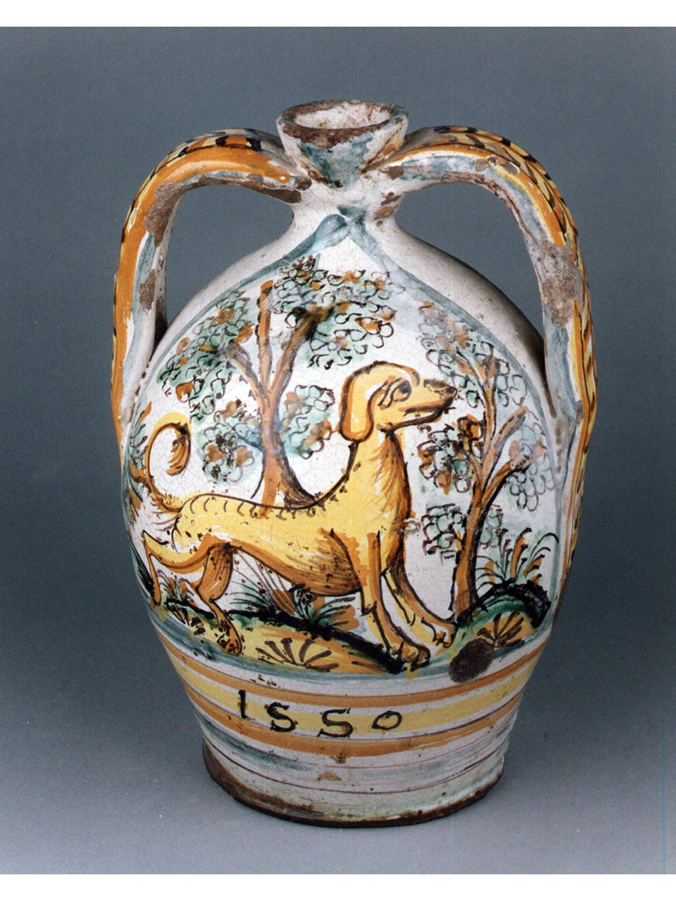 paesaggio con animali (fiasca) - manifattura campana (sec. XVIII)