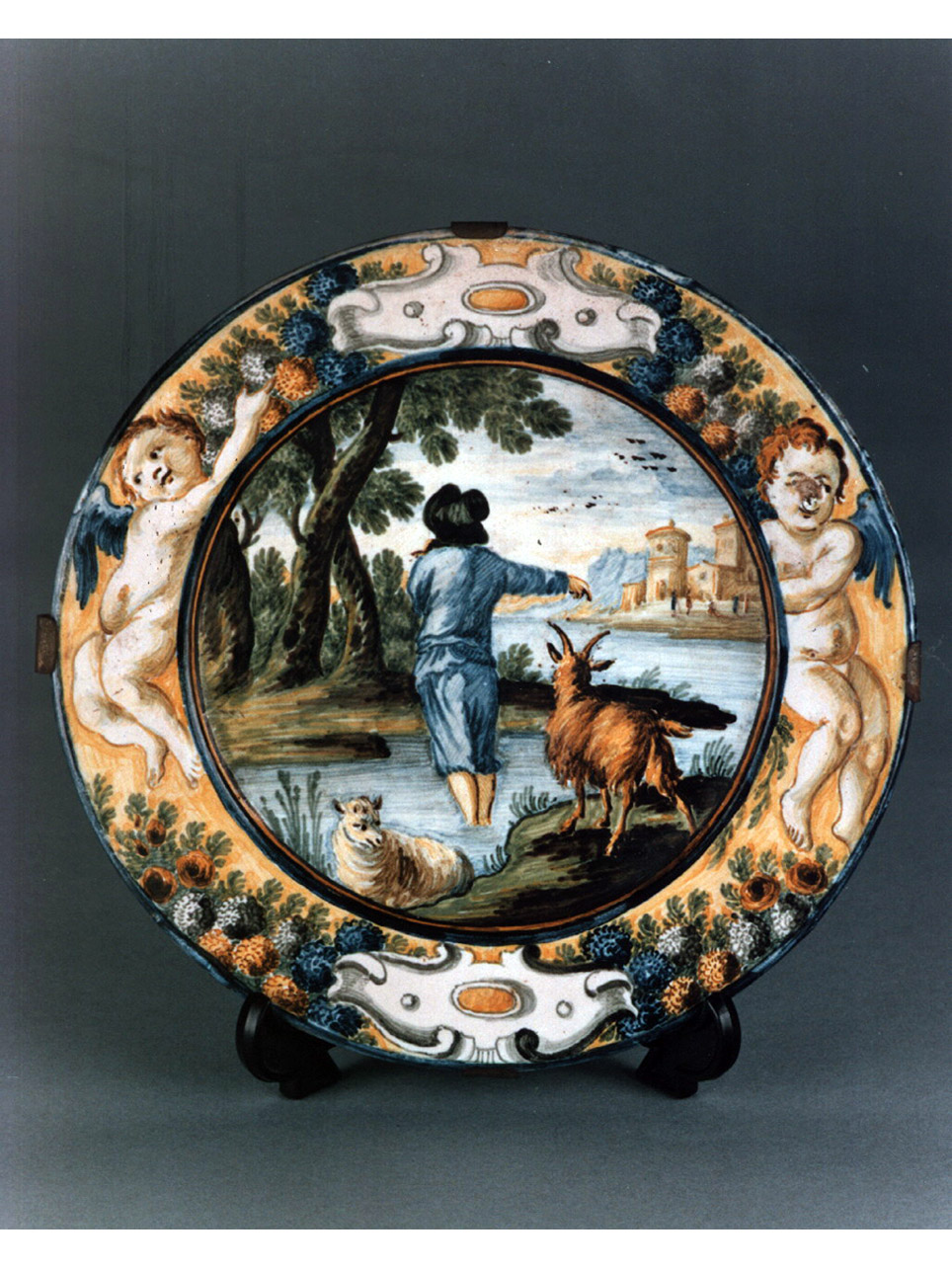 paesaggio con animali (piatto) - manifattura di Castelli (metà sec. XVIII)