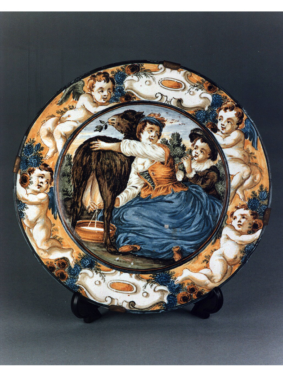 scena campestre (piatto) di Gentili (bottega) - manifattura di Castelli (metà sec. XVIII)