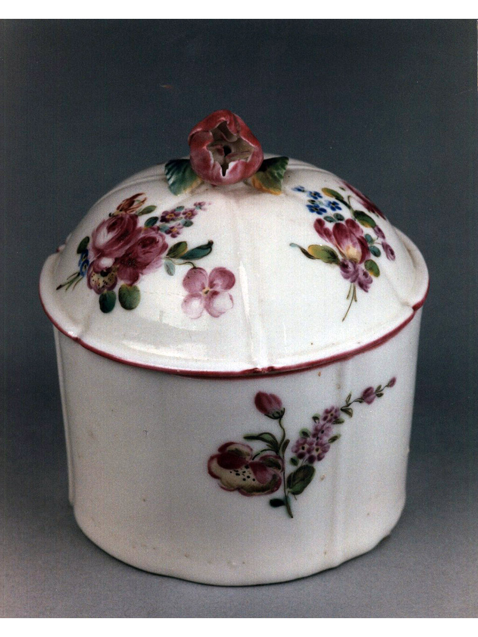 motivi decorativi floreali (barattolo) - manifattura di Mennecy (sec. XVIII)