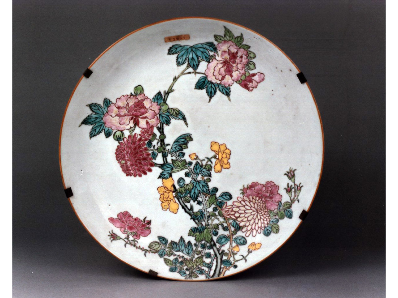 motivi decorativi floreali (piatto) - manifattura cinese (sec. XVIII)