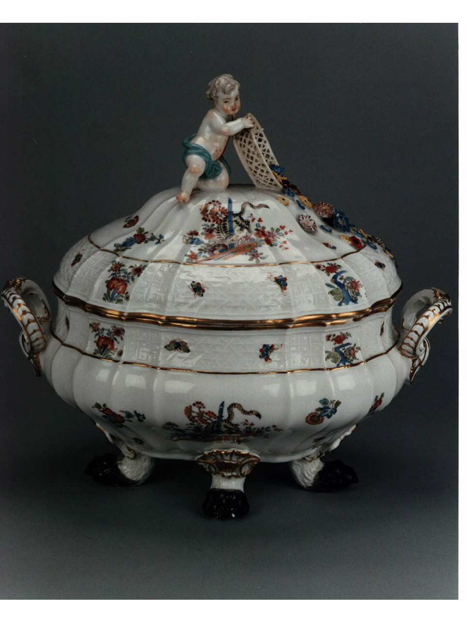 motivi decorativi vegetali e animali (zuppiera) di Eberlein Johann Friedrich (sec. XVIII)