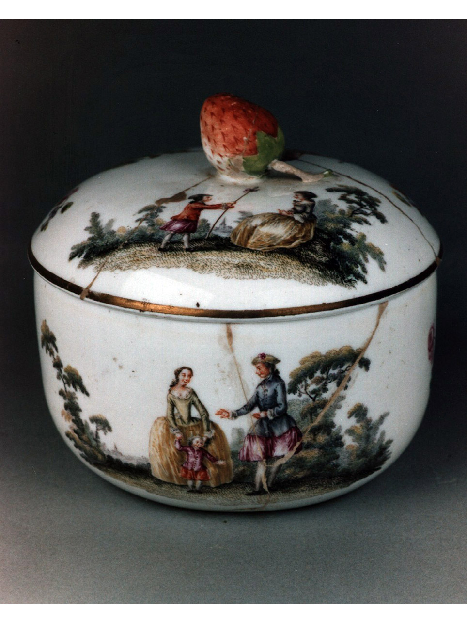 scena campestre con figure (zuccheriera) - manifattura di Meissen (sec. XVIII)