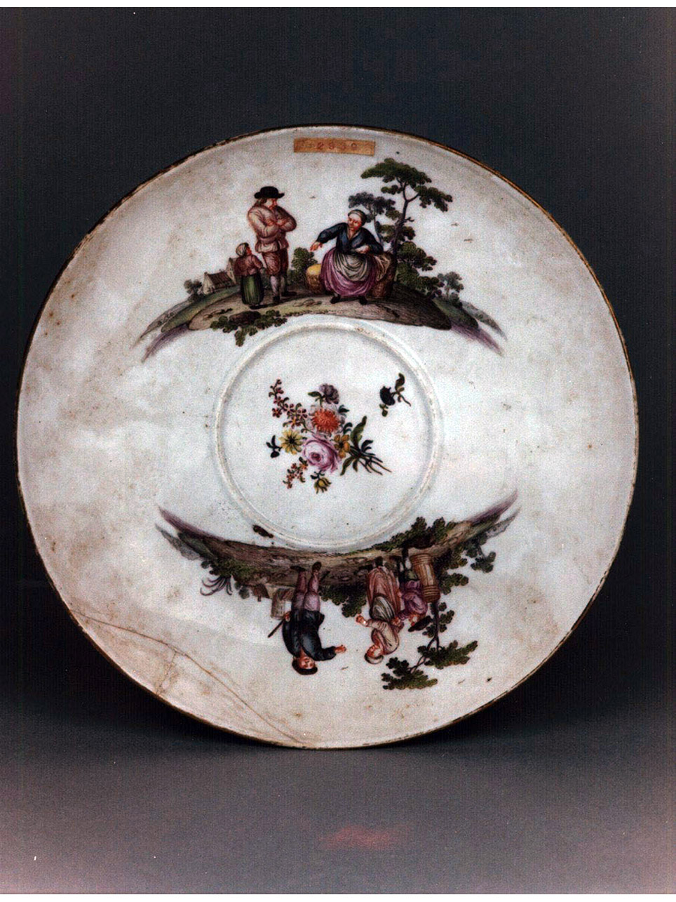 scena campestre con figure (piatto) - manifattura di Meissen (sec. XVIII)