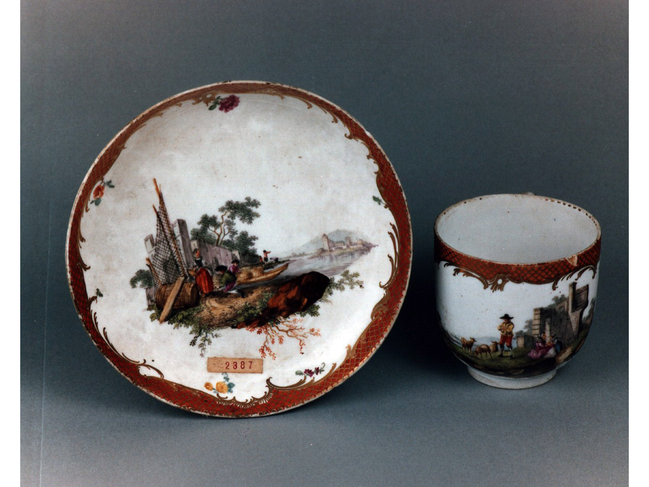scena campestre con figure (tazza) - manifattura di Meissen (sec. XVIII)