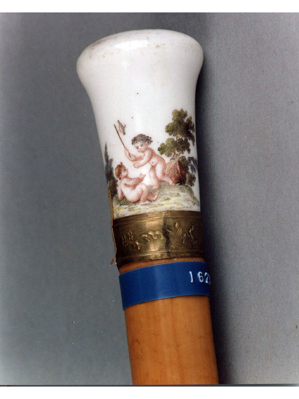 scena campestre con figure (bastone) - manifattura di Capodimonte (sec. XVIII)