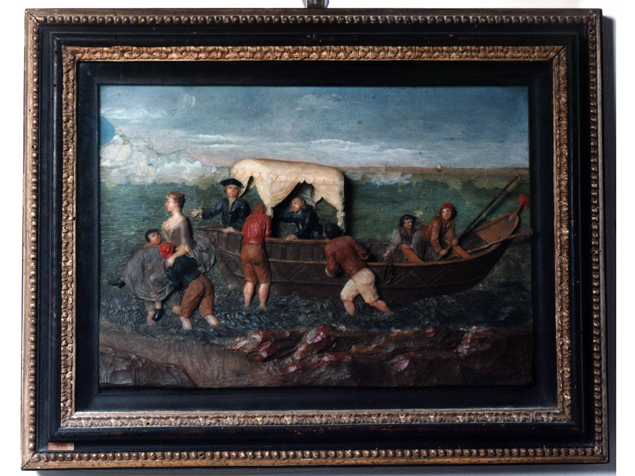 paesaggio marino con nave allo scalo (rilievo) di Pieri Giovanni Francesco (sec. XVIII)
