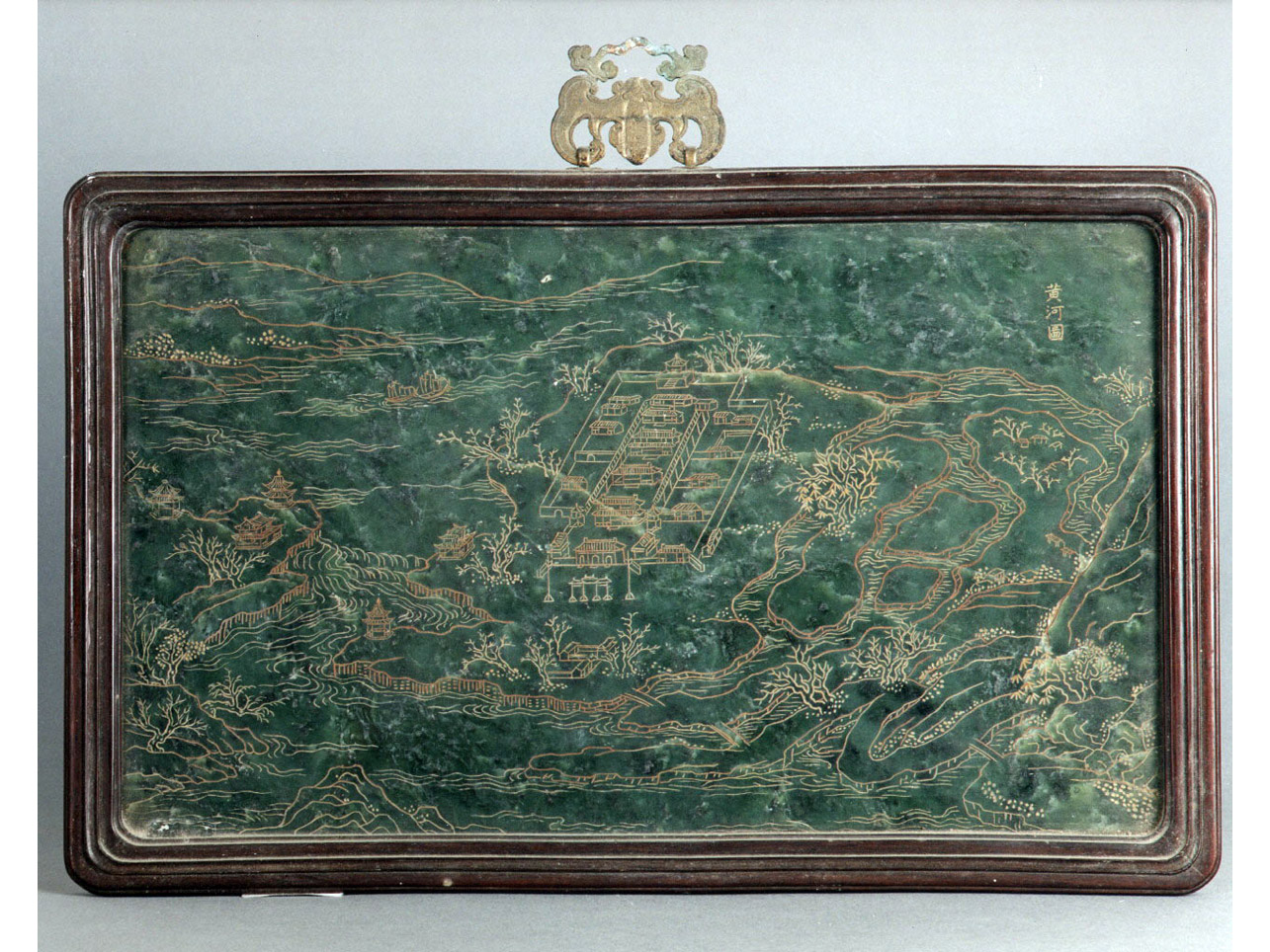 paesaggio con architetture (placca) - manifattura cinese (sec. XVIII)