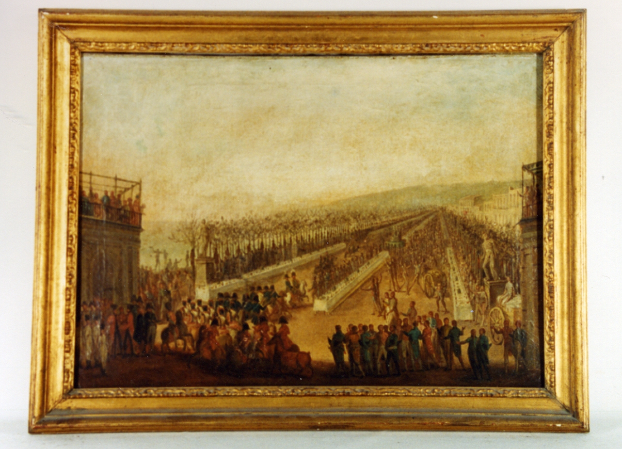 banchetto offerto ai legionari da Gioacchino Murat nella villa reale a Napoli, banchetto all'aperto (dipinto) di Gigante Gaetano (sec. XIX)