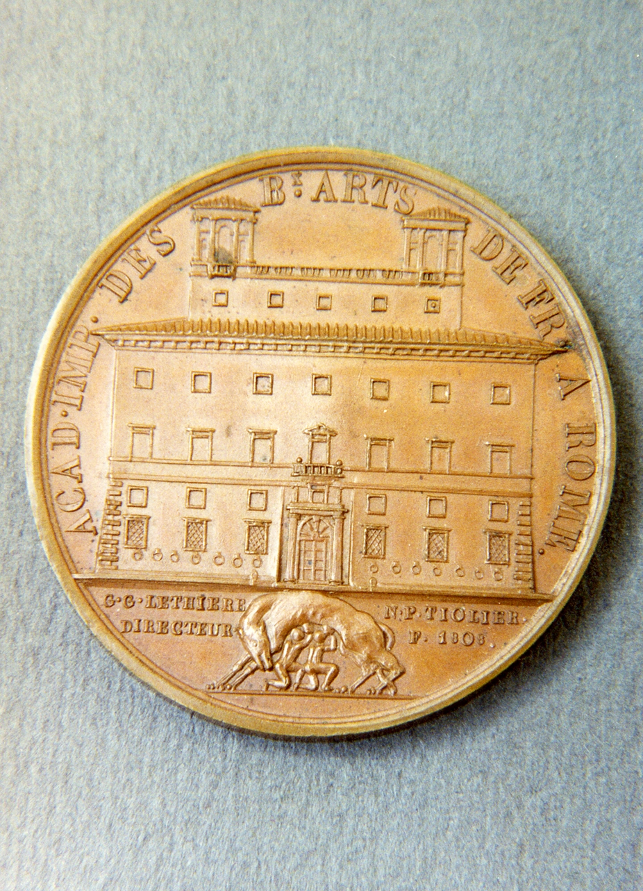 veduta di città (medaglia) di Tiolier Nicolas Pierre (sec. XIX)