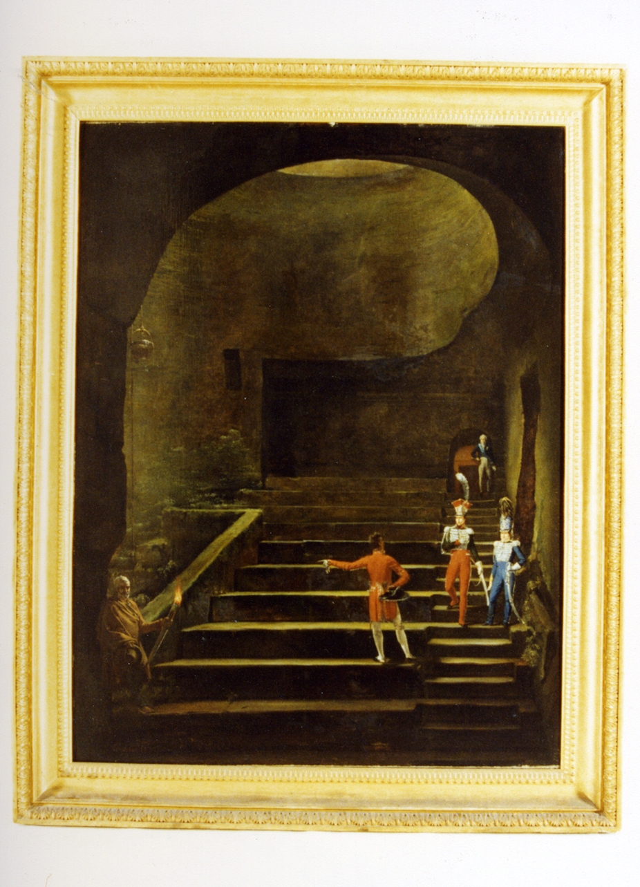 i figli di Gioacchino Murat visitano gli scavi di Ercolano (dipinto) di Lemasle Louis Nicolas (sec. XIX)