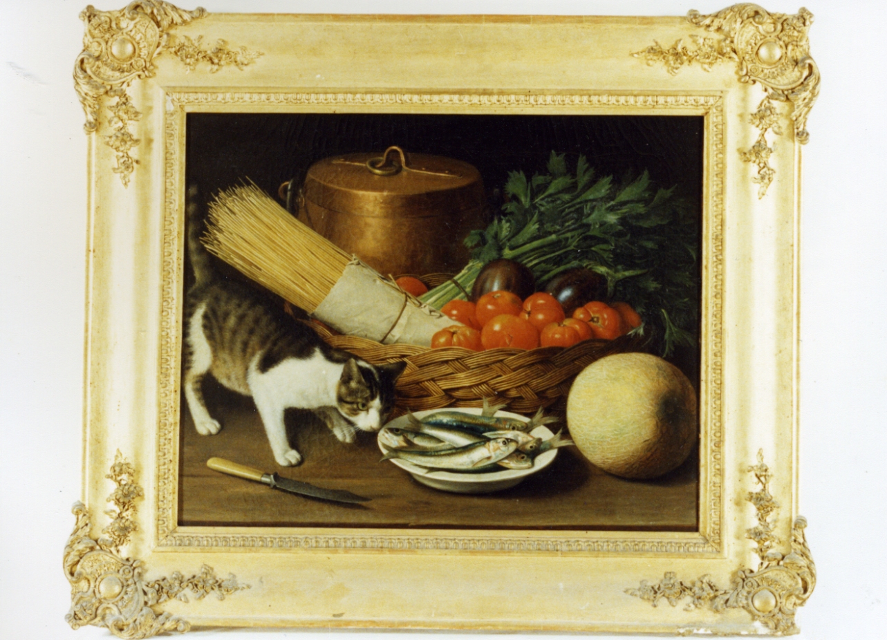 natura morta di verdura e frutta (dipinto) di De Nigris Giuseppe (seconda metà sec. XIX)