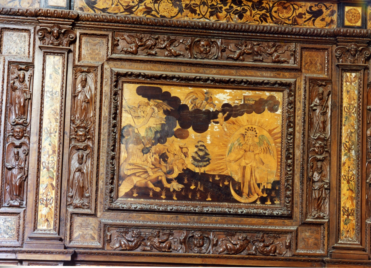 Santi vescovi (cornice) di Ducha Lorenzo (secc. XVI/ XVII)