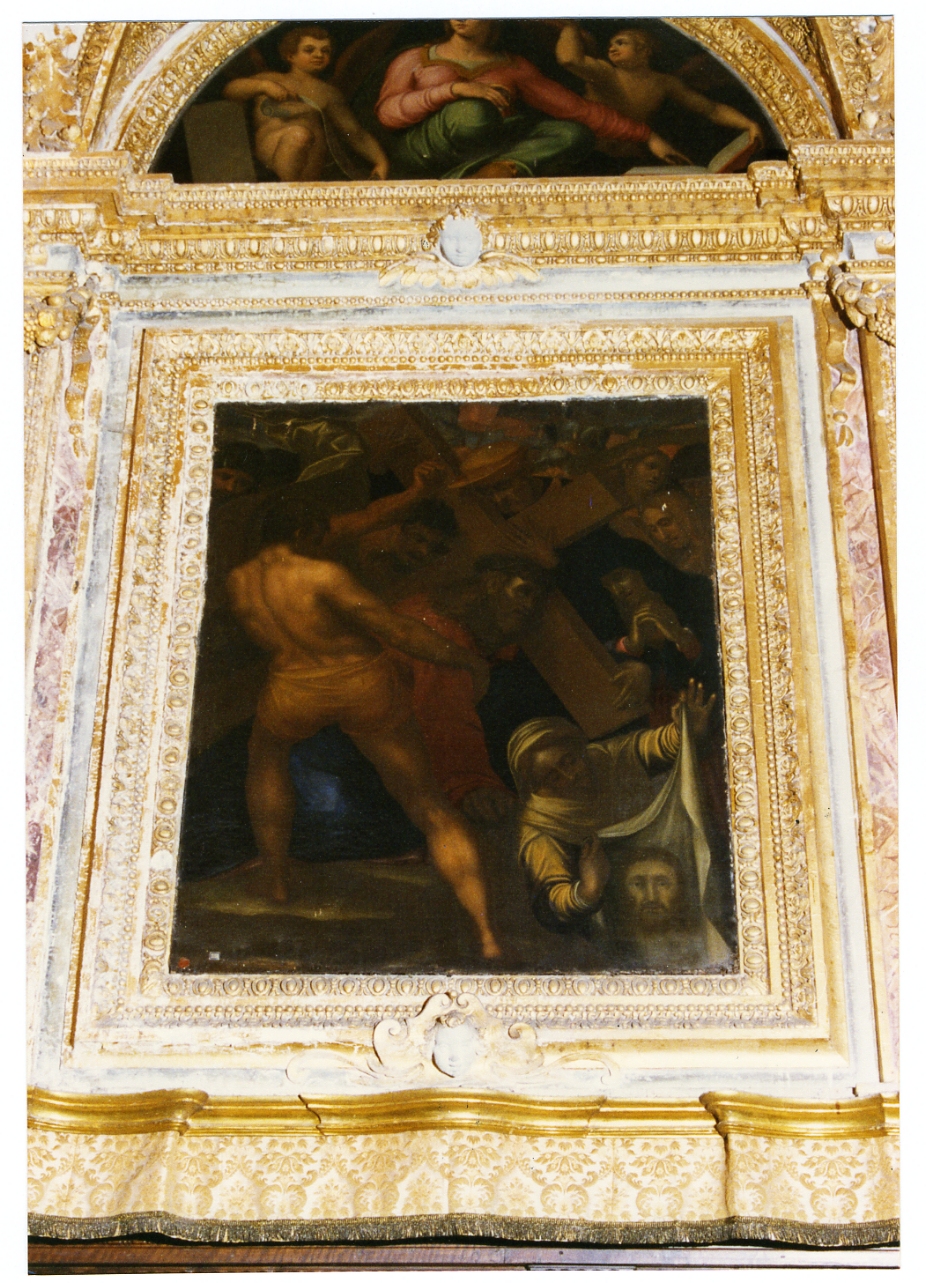 salita di Cristo al monte Calvario (dipinto) di Tavarone Lazzaro detto Bisaccione (sec. XVI)