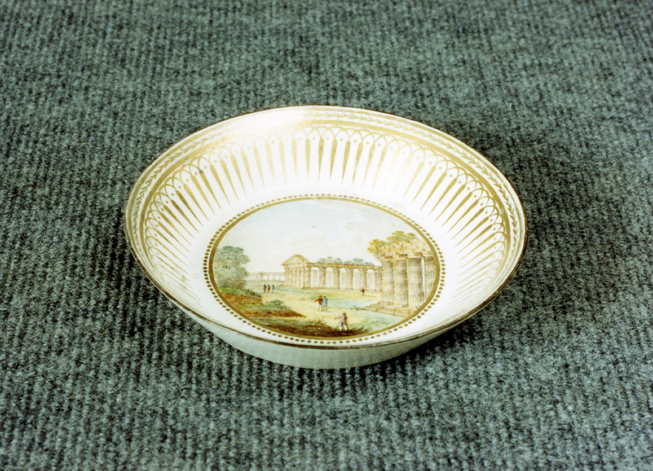 paesaggio con architetture (piattino) - Real Fabbrica di Napoli (secc. XVIII/ XIX)