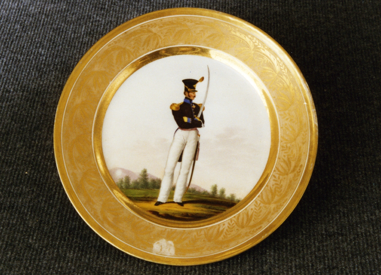 giovane a cavallo (piatto) di Giovine Raffaele (sec. XIX)