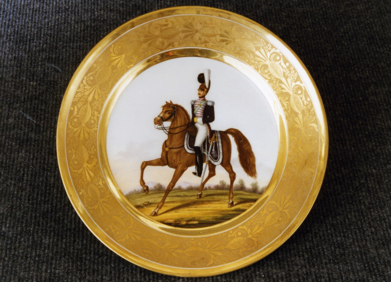 giovane a cavallo (piatto) di Giovine Raffaele (sec. XIX)