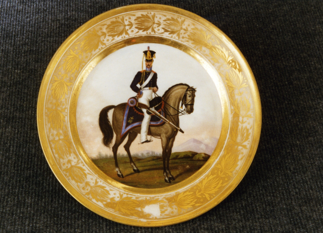 giovane a cavallo (piatto) di Giovine Raffaele (sec. XIX)