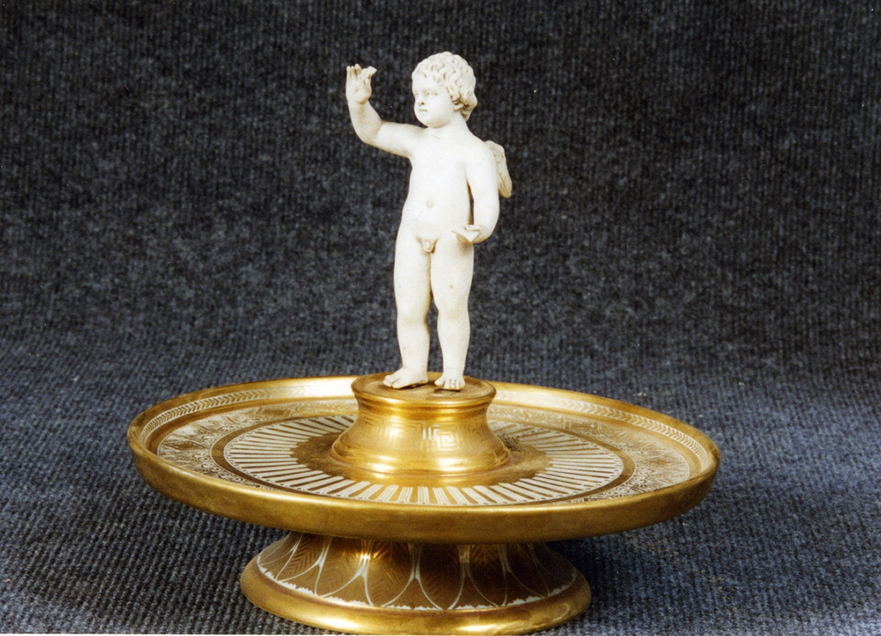 putto alato (alzata) - manifattura Poulard Prad (secc. XVIII/ XIX)
