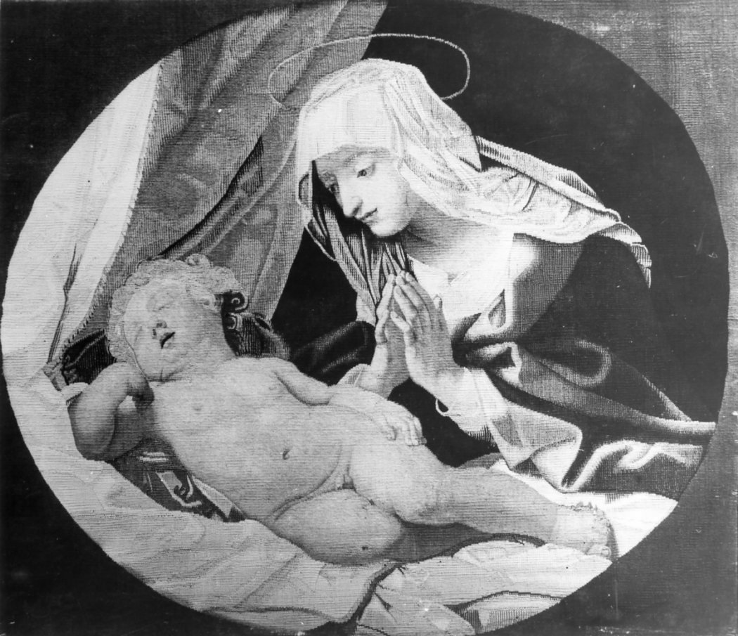 Vergine con Bambino dormiente (arazzo) di Mugnai Carlo (sec. XVIII)